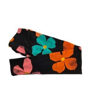 1412 LuLaRoe Leggings Size OS Light Brown and Orange Giant Flower Print …